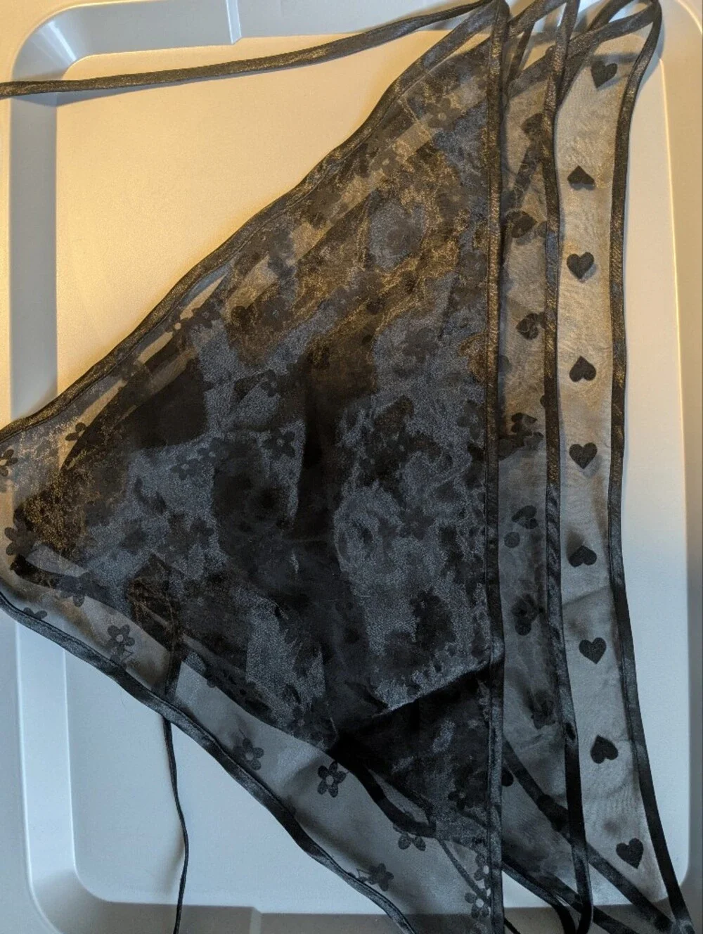 3 Pack Sheer Black Polkadot, Heart & Floral Scarfs